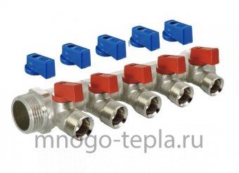 Коллектор с шаровыми кранами TIM MV-3/4-N-5 (3/4" х 1/2"), на 5 отводов, под конус - №1