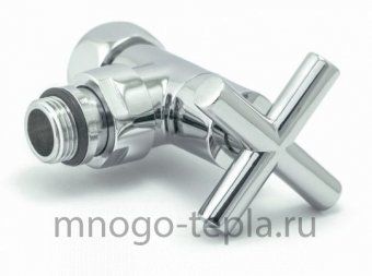 Кран для полотенцесушителя хромированный 3/4" НГ х 1/2" Ш (американка) TIM KV10-LFM032 с крестообразной ручкой, угловой - №1