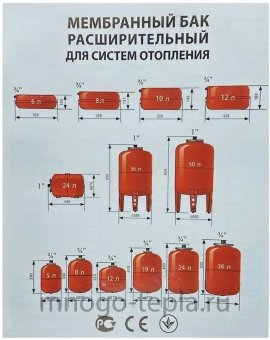 Расширительный бак AquaTim VC-24LD, на 24 литра, вертикальный - №1