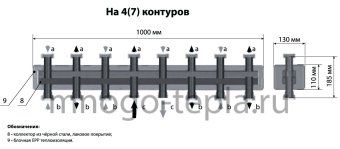 Коллектор отопления контура 4+3 TIM NDM0106-4(7), до 85 кВт - №1
