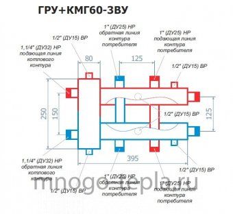 Коллекторный модуль с гидрострелкой RISPA ГРУ+КМГ 60-3ВУ, нержавеющая сталь - №1