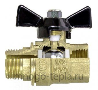 Кран шаровый 3/4" ГГ TIM (DE1205X) никелированный усиленный прямой - рычаг - №1